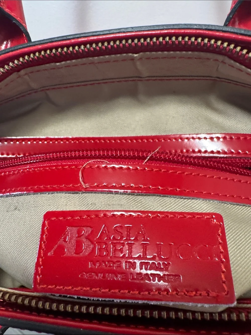 Red Structured Top-Handle Satchel with Gold Accents(13)